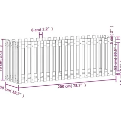 vidaXL Odlingslåda med staket-design 200x50x70 cm impregnerad furu - Krukor & odlingslådor