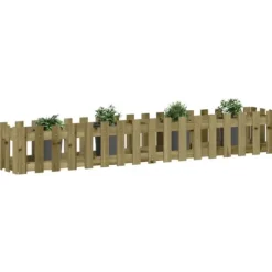 vidaXL Odlingslåda med staket-design 200x30x30 cm impregnerad furu - Krukor & odlingslådor