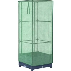 vidaXL Odlingslåda med växthusöverdrag rottinglook 40x40x123 cm