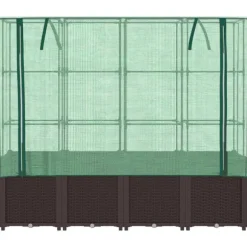 vidaXL Odlingslåda med växthusöverdrag rottinglook 160x40x153 cm