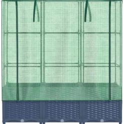 vidaXL Odlingslåda med växthusöverdrag rottinglook 120x40x138 cm