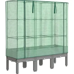 vidaXL Odlingslåda med växthusöverdrag rottinglook 120x40x140 cm