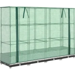 vidaXL Odlingslåda med växthusöverdrag rottinglook 160x40x123 cm
