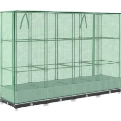 vidaXL Odlingslåda med växthusöverdrag rottinglook 160x40x123 cm