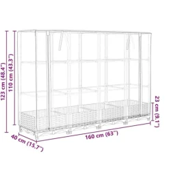 vidaXL Odlingslåda med växthusöverdrag rottinglook 160x40x123 cm