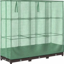 vidaXL Odlingslåda med växthusöverdrag rottinglook 120x40x123 cm