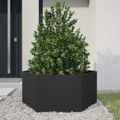 vidaXL Odlingslåda svart sexkantig 104x90x45 cm stål