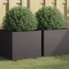 vidaXL Odlingslådor 2 st svart 42x40x39 cm kallvalsat stål - Krukor & odlingslådor