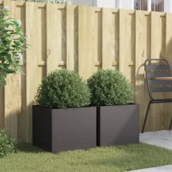 vidaXL Odlingslådor 2 st svart 42x40x39 cm kallvalsat stål - Krukor & odlingslådor