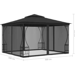 vidaXL Paviljong med nät 300x300x265 cm antracit - Partytält & paviljoner