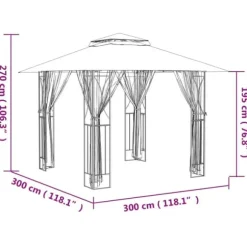 vidaXL Paviljong med sidoväggar antracit 300x300x270 cm stål - Partytält & paviljoner