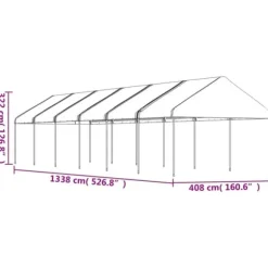 vidaXL Paviljong med tak vit 13,38x4,08x3,22 m polyeten - Partytält & paviljoner