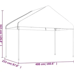 vidaXL Paviljong med tak vit 13,38x4,08x3,22 m polyeten - Partytält & paviljoner