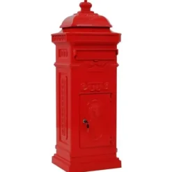 vidaXL Pillar Mailbox Vintage Rostskyddad Aluminium Röd