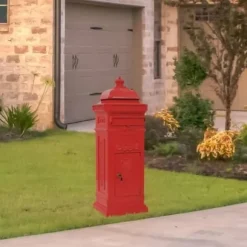 vidaXL Pillar Mailbox Vintage Rostskyddad Aluminium Röd