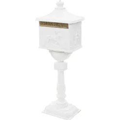 vidaXL Postlåda på stolpe vintage stil rostfri aluminium vit - Brevlådor