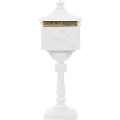 vidaXL Postlåda på stolpe vintage stil rostfri aluminium vit - Brevlådor