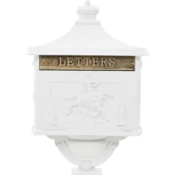 vidaXL Postlåda på stolpe vintage stil rostfri aluminium vit - Brevlådor
