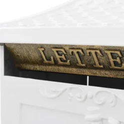 vidaXL Postlåda på stolpe vintage stil rostfri aluminium vit - Brevlådor