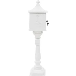 vidaXL Postlåda på stolpe vintage stil rostfri aluminium vit - Brevlådor