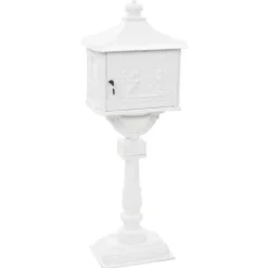 vidaXL Postlåda på stolpe vintage stil rostfri aluminium vit - Brevlådor