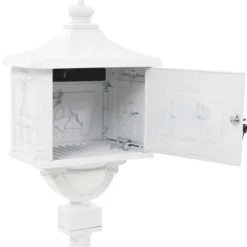 vidaXL Postlåda på stolpe vintage stil rostfri aluminium vit - Brevlådor