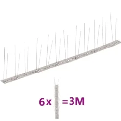 vidaXL 2-raders Fågelpiggar i rostfritt stål 6 st 3 m - Djuravvisande medel