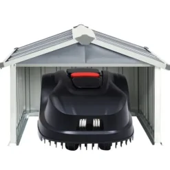 vidaXL Skjul för robotgräsklippare 92x97x63 cm galvaniserat stål grå - Förråd & Redskapsbodar