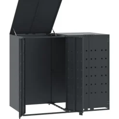 vidaXL Skjul för sopkärl för 2 platser antracit 138x79x117 cm stål