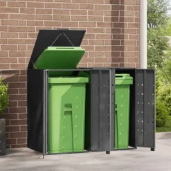vidaXL Skjul för sopkärl för 2 platser antracit 138x79x117 cm stål