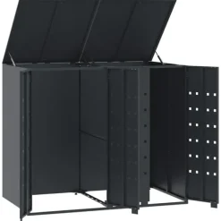 vidaXL Skjul för sopkärl för 2 platser antracit 138x79x117 cm stål