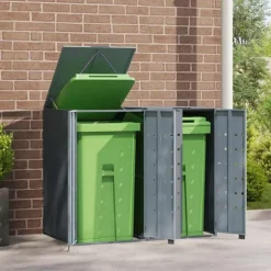 vidaXL Skjul för sopkärl för 2 platser grå 138x79x117 cm stål