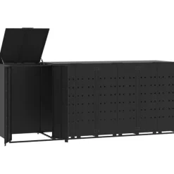 vidaXL Skjul för sopkärl för 4 platser svart 276x79x117 cm stål