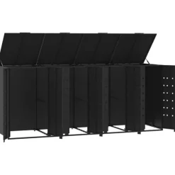 vidaXL Skjul för sopkärl för 4 platser svart 276x79x117 cm stål