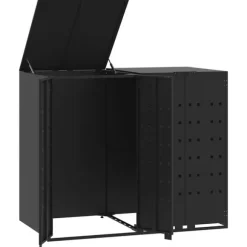 vidaXL Skjul för sopkärl för 2 platser svart 138x79x117 cm stål
