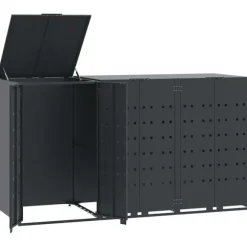 vidaXL Skjul för sopkärl för 3 platser antracit 207x79x117 cm stål