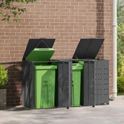 vidaXL Skjul för sopkärl för 3 platser antracit 207x79x117 cm stål