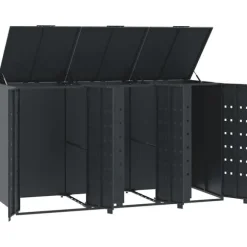 vidaXL Skjul för sopkärl för 3 platser antracit 207x79x117 cm stål
