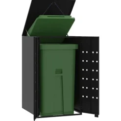 vidaXL Skjul för sopkärl svart 69x79x117 cm stål