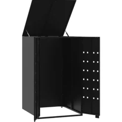 vidaXL Skjul för sopkärl svart 69x79x117 cm stål