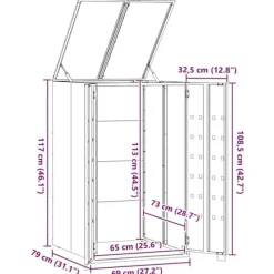 vidaXL Skjul för sopkärl svart 69x79x117 cm stål