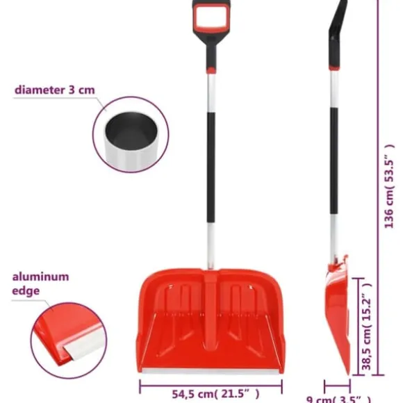 vidaXL Snöskyffel röd 136 cm aluminium - Snöskyfflar