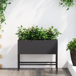 vidaXL Svart Metall 60 x 26 x 45 cm Krukor Metallkruka Rektangulär