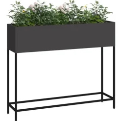 vidaXL Svart Metall Stor Krukor Metallkruka Rektangulär Modern