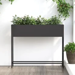 vidaXL Svart Metall Stor Krukor Metallkruka Rektangulär Modern