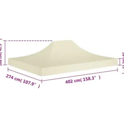 vidaXL Tak till partytält 4x3 m gräddvit 270 g/m² - Tak till partytält & lusthus