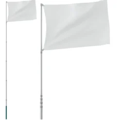 vidaXL Teleskopisk flaggstång silver 5,55 m aluminium