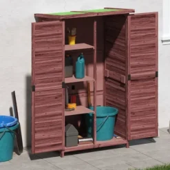 vidaXL Trädgårdsbod mocka-brun 83x57x140 cm massiv furu - Förråd & Redskapsbodar