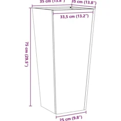 vidaXL Trädgårdskruka vit 35x35x75 cm stål
