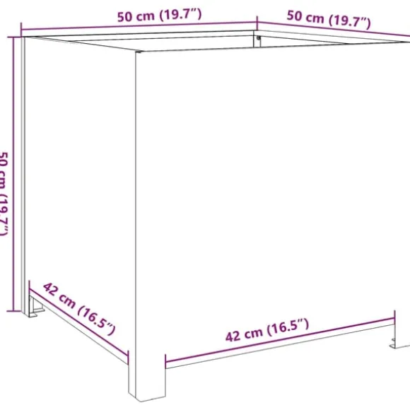 vidaXL Trädgårdskruka 50x50x50 cm galvaniserat stål